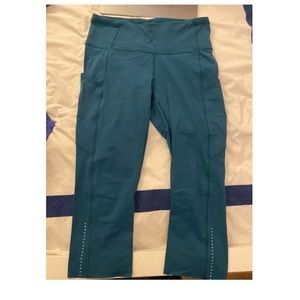 Turquoise crops lululemon fast and free leggings